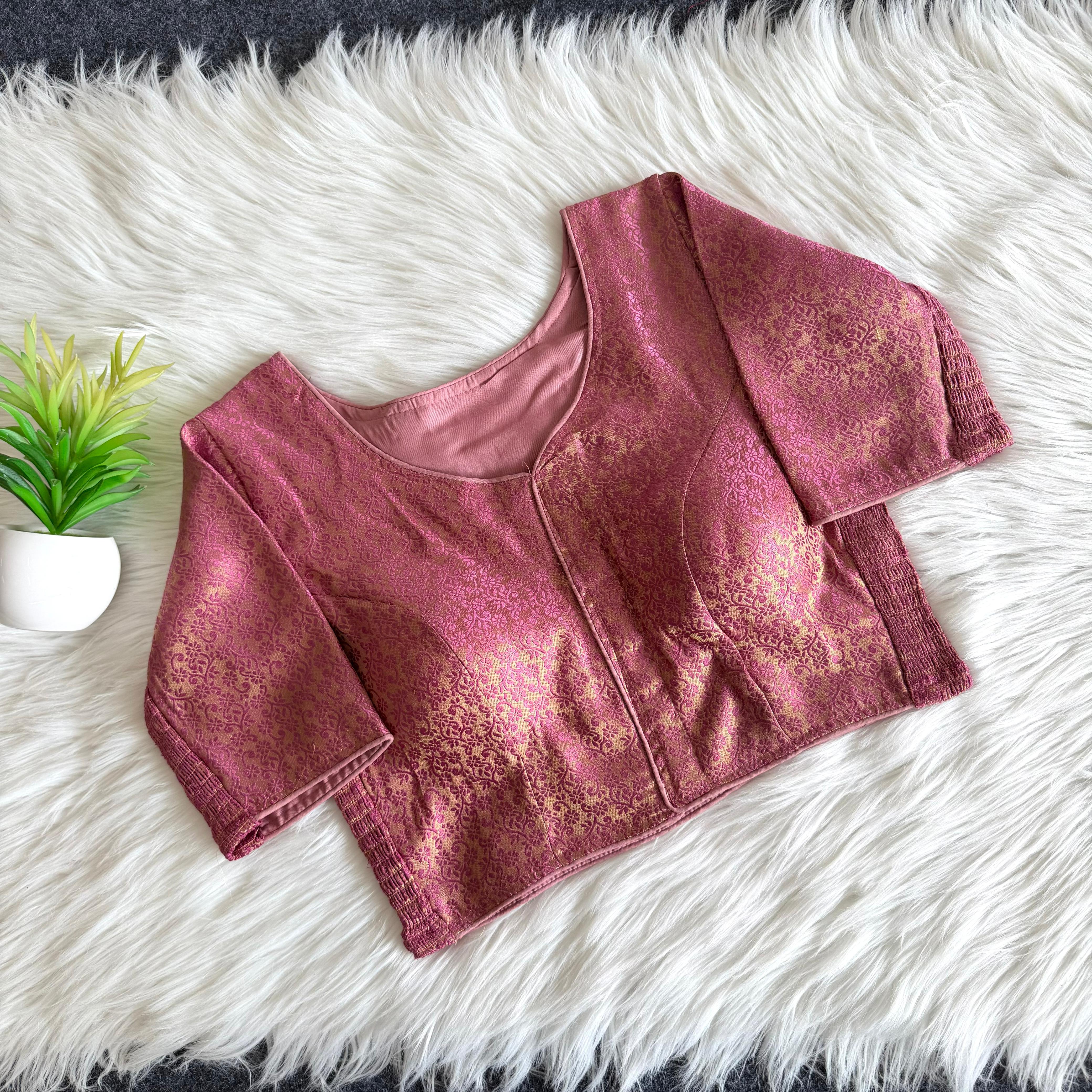 Saanvika Banarasi Blouse- Onion Pink